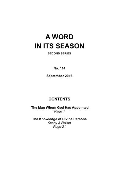 A Word in its Season 114 - Sep 2016