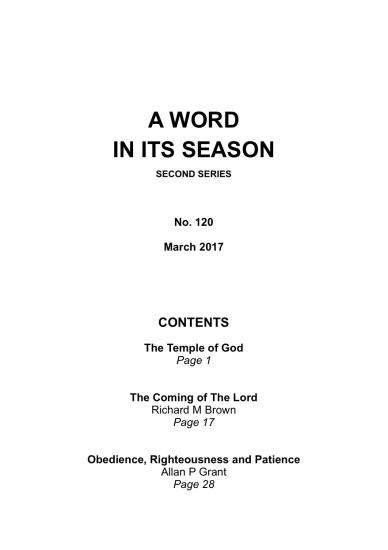 A Word in its Season 120 - Mar 2017