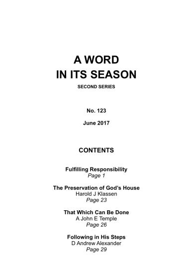A Word in its Season 123 - Jun 2017