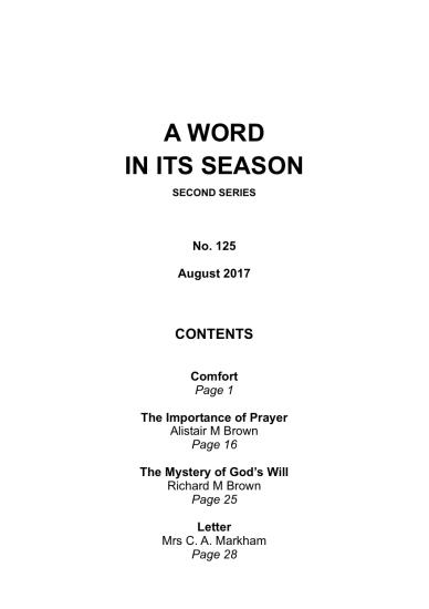 A Word in its Season 125 - Aug 2017
