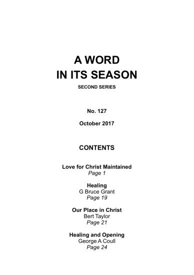 A Word in its Season 127 - Oct 2017
