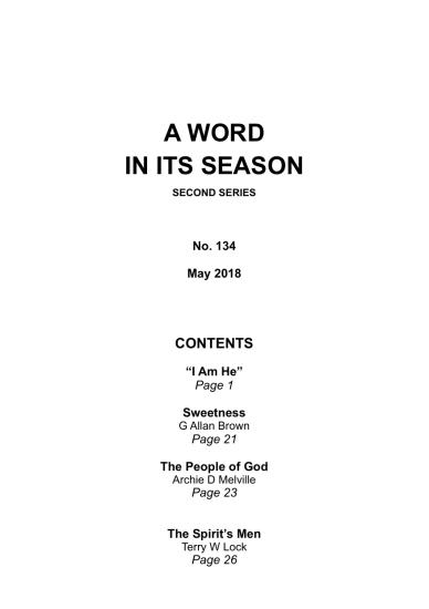 A Word in its Season 134 - May 2018