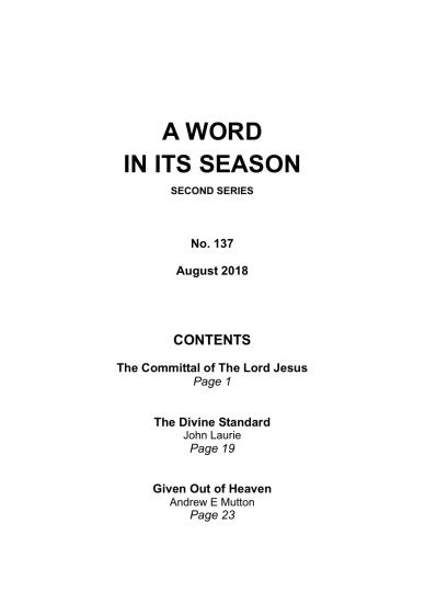 A Word in its Season 137 - Aug 2018