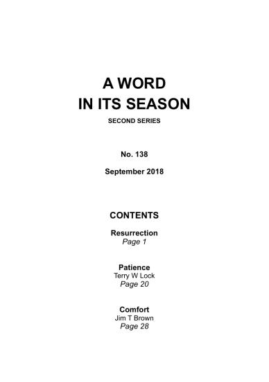 A Word in its Season 138 - Sep 2018