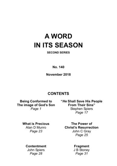 A Word in its Season 140 - Nov 2018