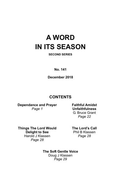 A Word in its Season 141 - Dec 2018
