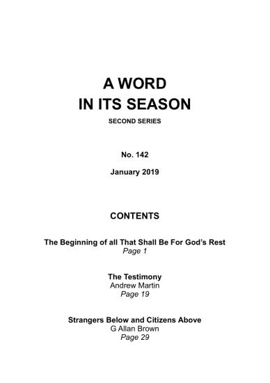 A Word in its Season 142 - Jan 2019