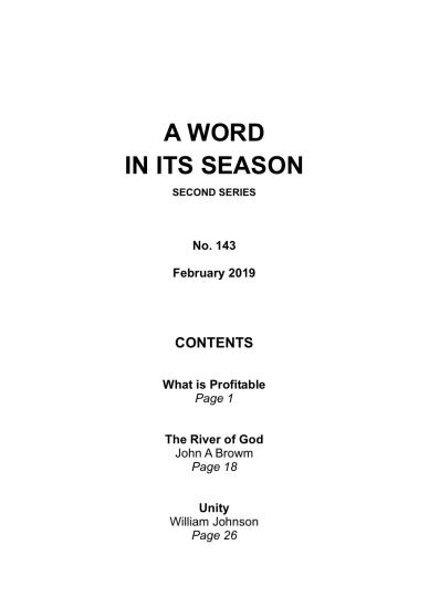 A Word in its Season 143 - Feb 2019