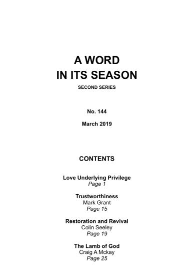 A Word in its Season 144 - Mar 2019