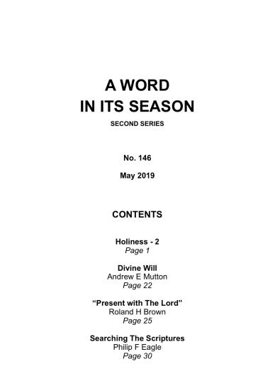 A Word in its Season 146 - May 2019