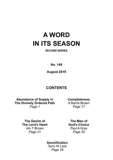 A Word in its Season 149 - Aug 2019