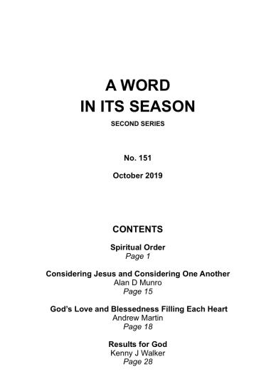 A Word in its Season 151 - Oct 2019