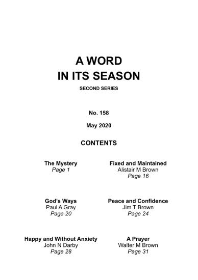 A Word in its Season 158 - May 2020