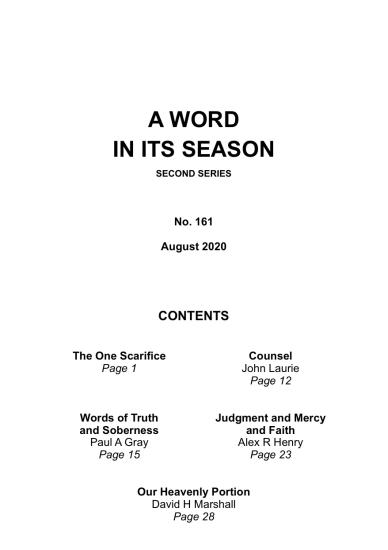 A Word in its Season 161 - Aug 2020