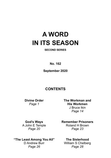 A Word in its Season 162- Sept 2020