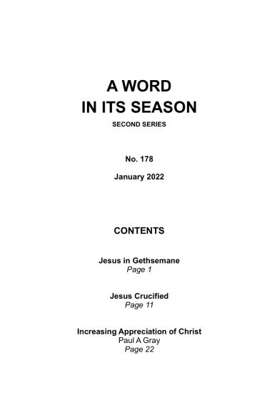 A Word in its Season 178 - Jan 2022
