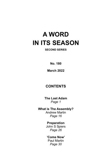 A Word in its Season 180 - Mar 2022