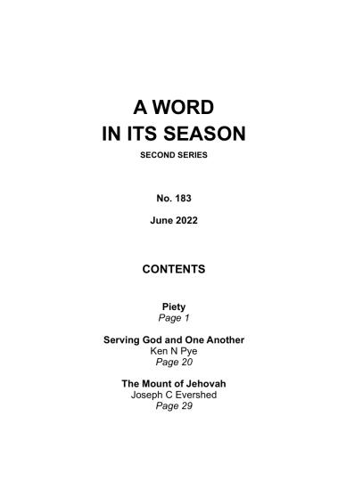 A Word in its Season 183 - Jun 2022