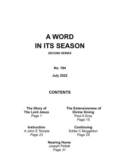 A Word in its Season 184 - Jul 2022