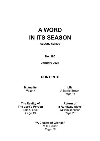 A Word in its Season 190 - Jan 2023