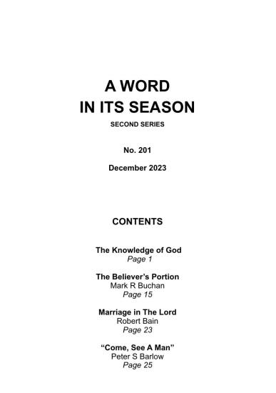 A Word in its Season 201 - Dec 2023