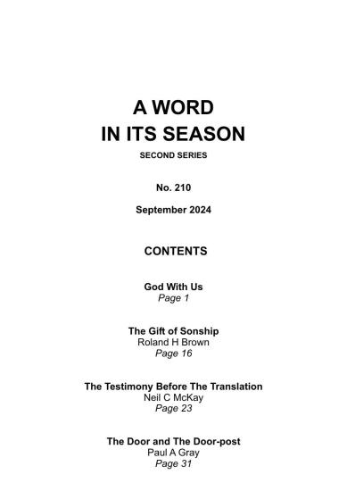 A Word in its Season 210 - September  2024