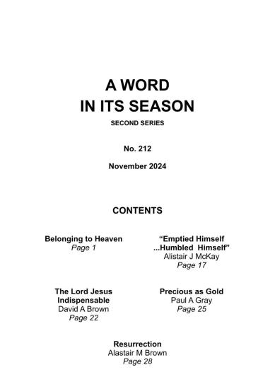 A Word in its Season 212 - Nov 2024