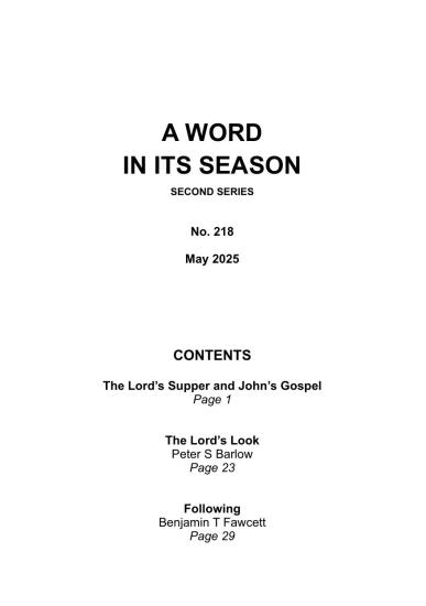 A Word in its Season 218 - May 2025