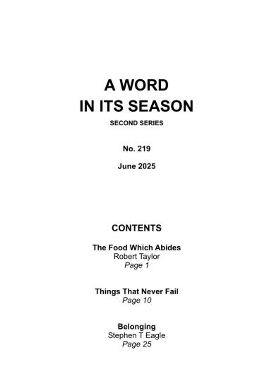 A Word in its Season 219 - June 2025