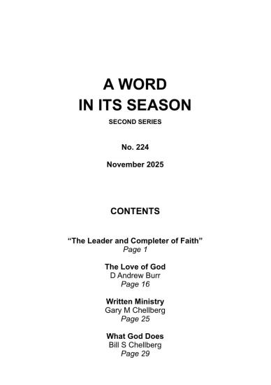 A Word in its Season 224 - November 2025