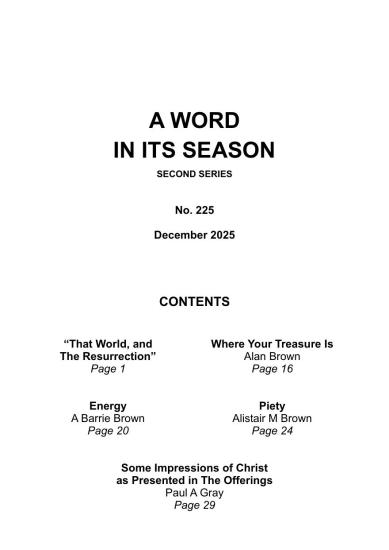 A Word in its Season 225 - December 2025