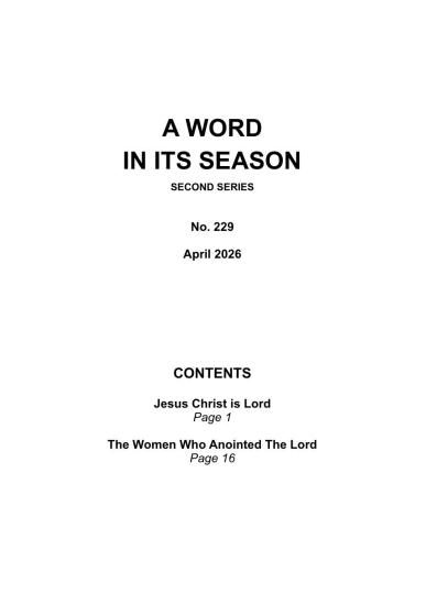 A Word in its Season 229 - April 2026