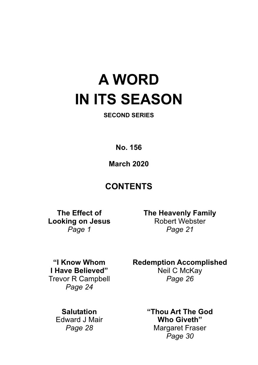 A Word in its Season 156 - Mar 2020