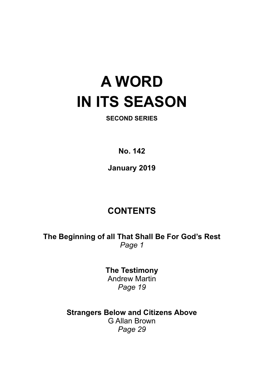 A Word in its Season 142 - Jan 2019