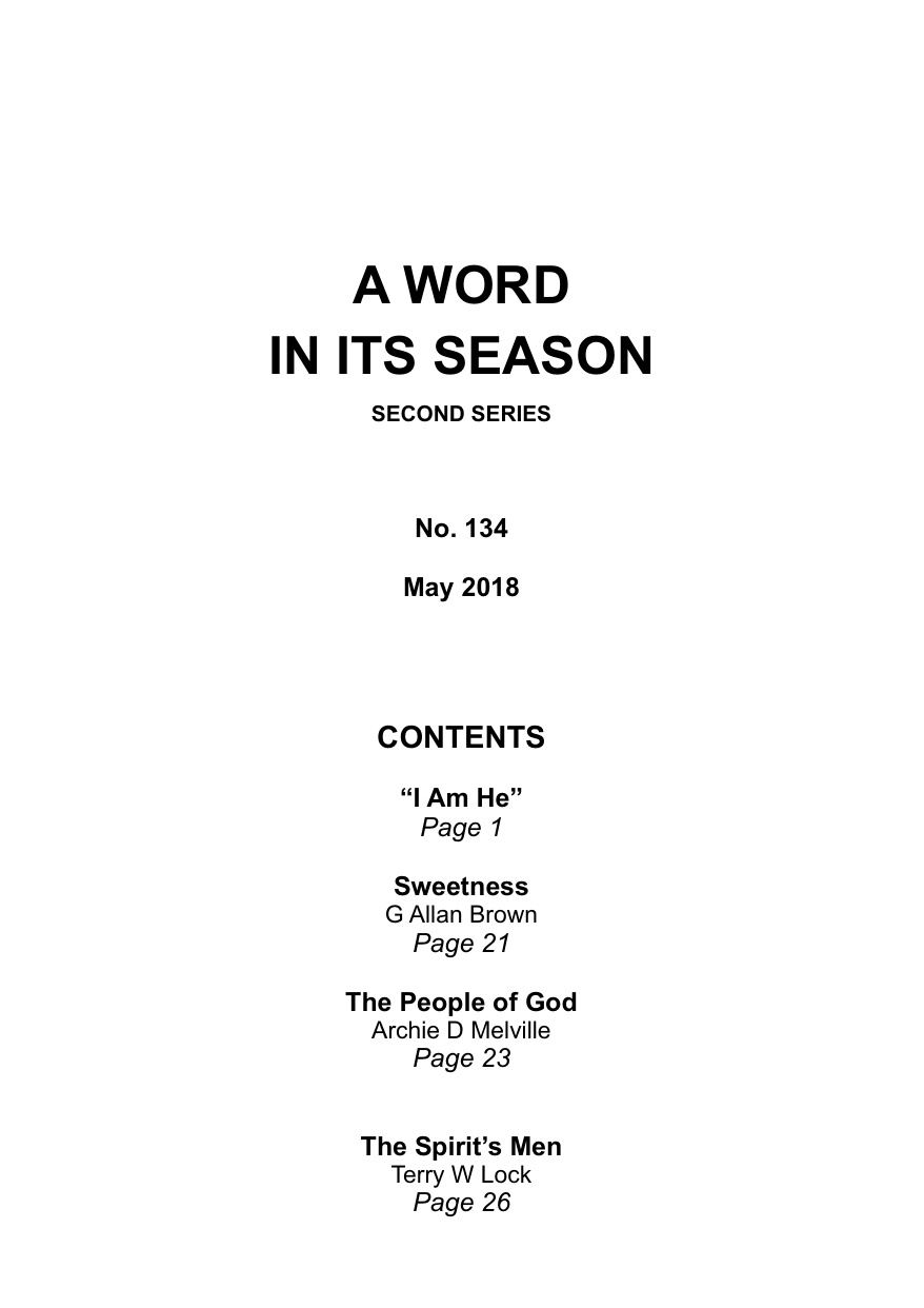 A Word in its Season 134 - May 2018